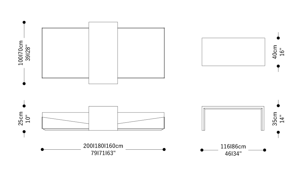 Image of the main dimensions of the product